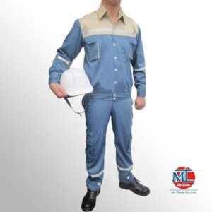 Quần áo bảo hộ lao động vải Pangrim Hàn Quốc màu xanh pha xanh tại Đà Nẵng (1)